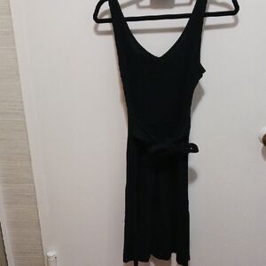 LOFT Black Midi Dress with Belt